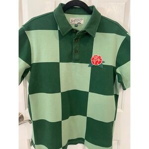 Men's Bogey Boys Size Large Green Checkered Pique Polo Golf Shirt EUC